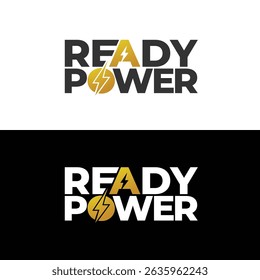 Ready Power Logo Bold Energy and Lightning Bolt Logo for Electric Solar or Power Companies