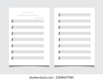 Ready to print A4 Size music shet, grid paper template for music notation
