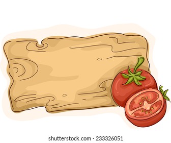 Ready to Print Illustration Featuring a Wooden Board with Tomatoes on the Side