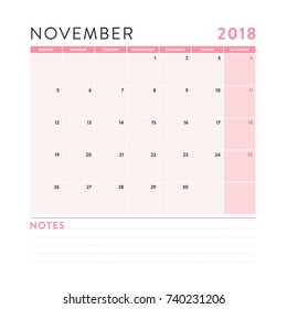 Ready To Print November Monthly Yearly Calendar To Do List White Background Vector Icon Illustration Background