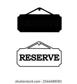 ready to print reserved table or room sign vector illustration. Good for table reservation,room reservation,restaurant,meeting room, restaurant,chair