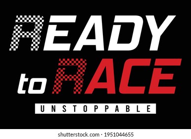 ready to race, racing graphic tees vector designs and other uses