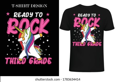ready to rock third grade.Back to school t-shirt design. dabbing unicorn back to school t-shirt design. svg