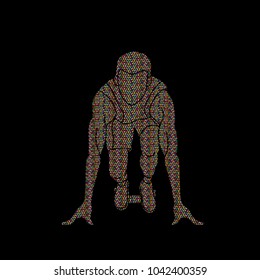 Ready to run, Athlete runner designed using mosaic pattern graphic vector