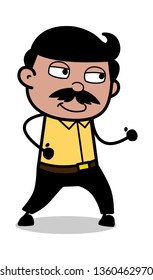 Ready to Run - Indian Cartoon Man Father Vector Illustration
