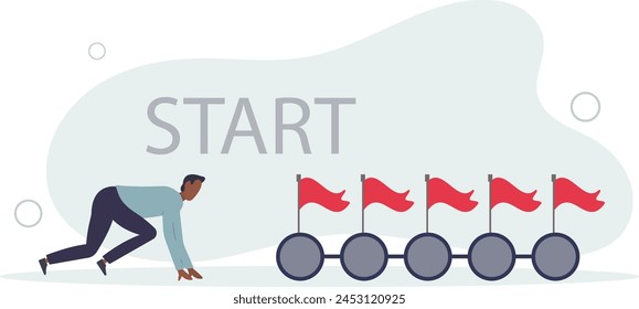 ready to run on business milestones. ready to win or overcome challenge,flat vector illustration.