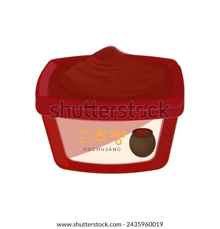 Ready to serve Korean traditional fermented sauce Gochujang vector illustration logo