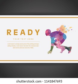 Ready Set Go Running Watercolor In Banner Design