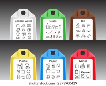 Ready sets of icons for separating trash. Vector elements are made with high contrast, well suited to different scales and on different media. Ready for use in your design. EPS10.