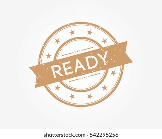 ready. stamp sign brown