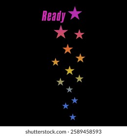 Ready star gradient colorful, Graphic design print sports t-shirt fashion, illustration, vector, posters, cards, stickers, mug