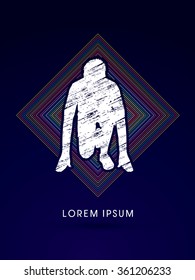 Ready to start running, designed using grunge brush on line colorful square background graphic vector.