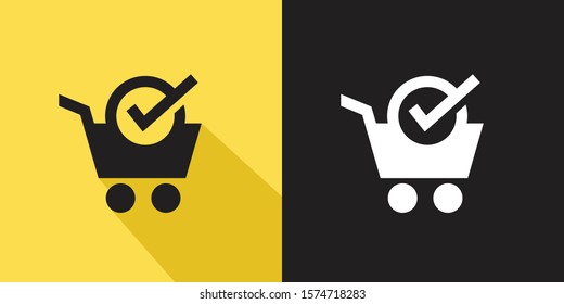 Ready stock icon flat design vector | trolley and shopping cart illustration