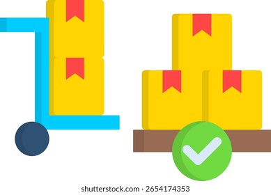 Ready Stock Icon Flat Vector Illustration