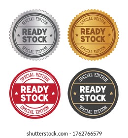 Ready Stock Stamp Badge Tag In Grunge Style Illustration Vector Isolated