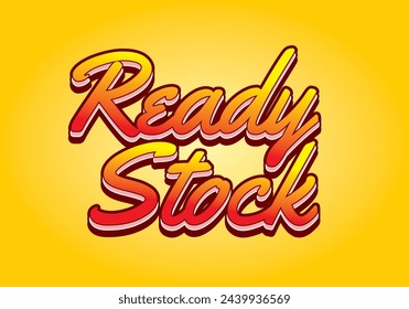Preparado. Diseño de efectos de texto en estilo de 3 dimensiones en color amarillo rojo