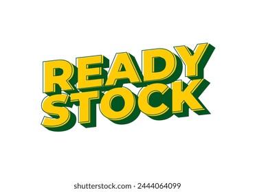 Ready stock. Text effect design in 3 dimension style in yellow green color