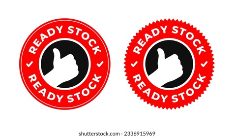 Ready stock vector circle sign with thumb icon on white background. Vector illustration