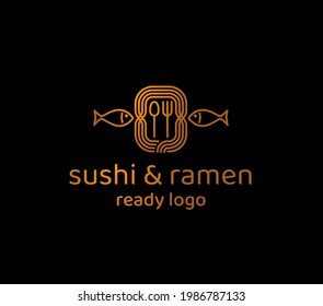 Ready sushi and ramen bar golden logo