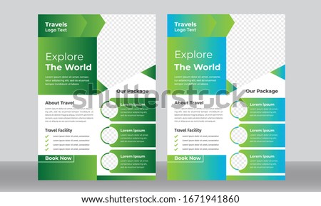 Ready to Travel template or flyer design with contact and venue details.