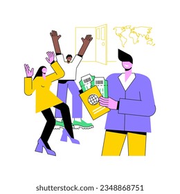 Ready for traveling isolated cartoon vector illustrations. Young couple getting tickets and documents for travelling, all inclusive tour, ready for vacation, summer holidays vector cartoon.
