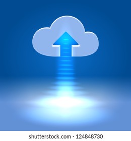 Ready To Upload Cloud - Futuristic Media  Wireless Technology Illustration