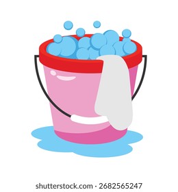 Ready to use 2d style icon of clothes washing bucker