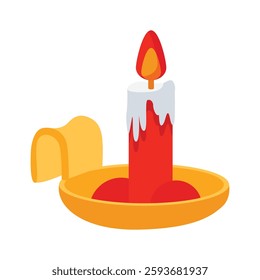 Ready to use 3d style icon showing burning decorative candle