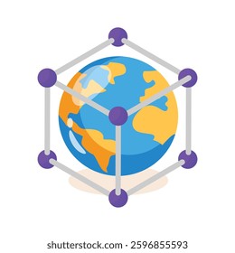 Ready to use 3d style icon of global networking technology