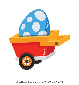 Ready to use 3d style icon of easter cart with an egg