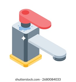 Bereit zu verwenden 3D-Stil Symbol aus Metall Bad Wasserhahn