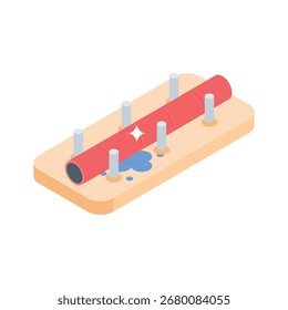 Listo para usar icono de estilo 3d de fuga de tubería agrietada