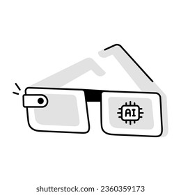 Ready to use ai glasses doodle icon 