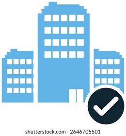 Pronto para uso ícone de construção vetor, significando uma estrutura completa pronto para ocupação. Ideal para listagens de imóveis, projetos concluídos, novos empreendimentos e propriedades disponíveis.