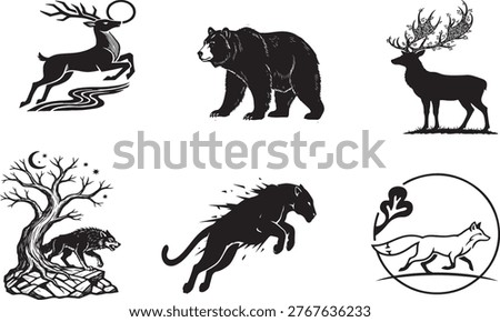 ready to use or customizable icon set of wild animals.