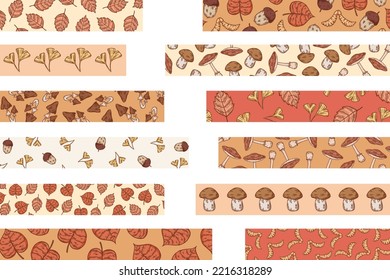 Ready to use digital washi tapes for bullet journaling or planning. Autumn digital stickers. Vector art.