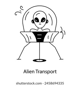 Ready to use doodle icon of alien transport 