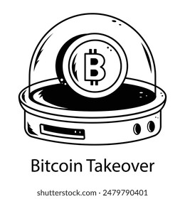 Ready to use doodle icon of bitcoin takeover 