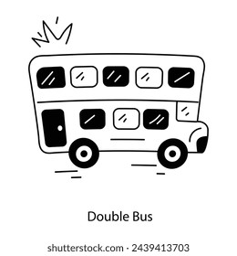 Ready to use doodle icon of double bus 