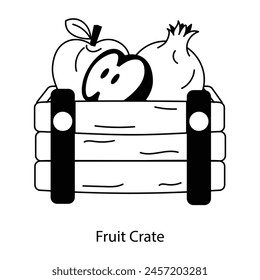 Listo para usar doodle icono de caja de fruta 