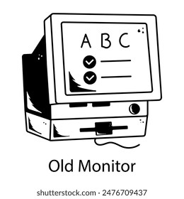 Icono de doodle listo para usar del monitor antiguo 