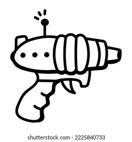 Ready to use doodle icon of space gun 