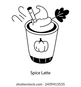 Ready to use doodle icon of spice latte 