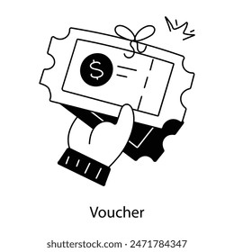 Ready to use doodle icon of voucher