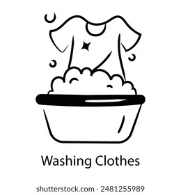 Ready to use doodle icon of washing clothes 