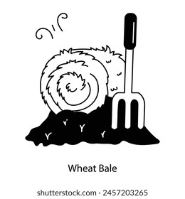 Ready to use doodle icon of wheat bale 