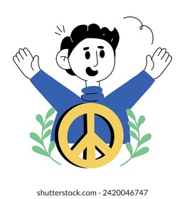 Ready to use doodle mini illustration of hope sign 
