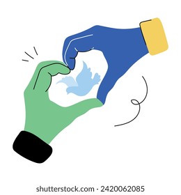 Ready to use doodle mini illustration of love peace 