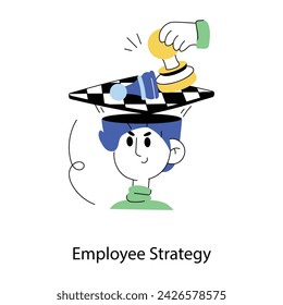 Ready to use doodle mini illustration of employee strategy 