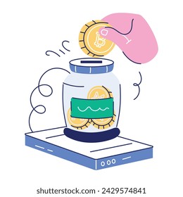 Ready to use doodle mini illustration of cryptocurrency donation